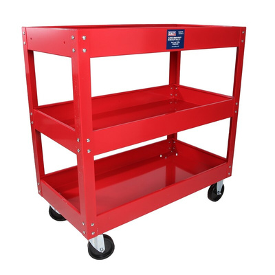 RS PRO 3 Shelf Steel Trolley Workshop Tool Trolley, 840 x 405 x 810mm, 50 (Per Level)kg Load