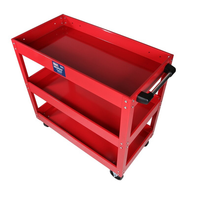 RS PRO 3 Shelf Steel Trolley Workshop Tool Trolley, 840 x 405 x 810mm, 50 (Per Level)kg Load