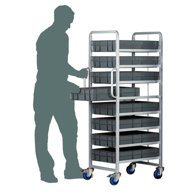 RS PRO 8 Shelf Steel Drawer Trolley, 600 x 400 x 120mm, 250kg Load