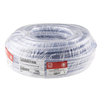RS PRO Hose Pipe, PVC, 12.5mm ID, 18.5mm OD, Clear, 25m