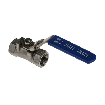 RS PRO Stainless Steel Reduced Bore, 2 Way, Ball Valve, BSPP 1/4in, 68bar Operating Pressure