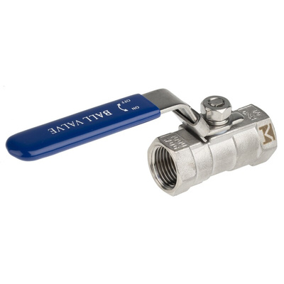 RS PRO Stainless Steel Reduced Bore, 2 Way, Ball Valve, BSP 1/2in, 68bar Operating Pressure