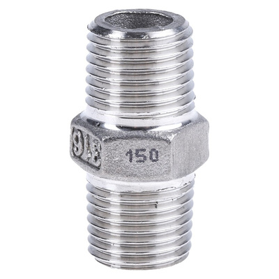 RS PRO Stainless Steel Pipe Fitting Hexagon Hexagon Nipple, Male R 1/4in x Male R 1/4in