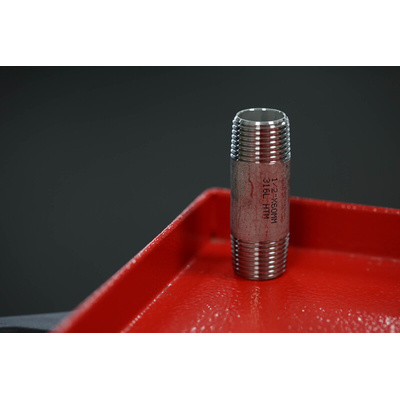 RS PRO Stainless Steel Pipe Fitting, Straight Circular Barrel Nipple, Male R 1/2in x Male R 1/2in