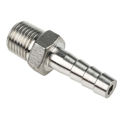 RS PRO Stainless Steel Pipe Fitting, Straight Hexagon Hose Nipple, Male R 1/4in x Male