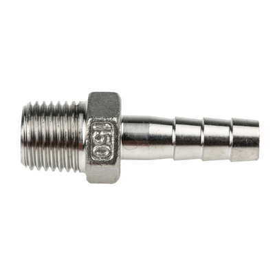 RS PRO Stainless Steel Pipe Fitting, Straight Hexagon Hose Nipple, Male R 1/4in x Male