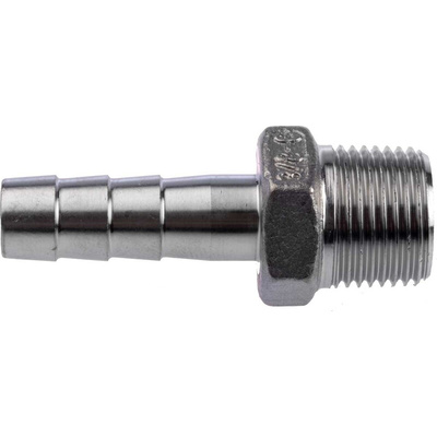 RS PRO Stainless Steel Pipe Fitting, Straight Hexagon Hose Nipple, Male R 3/8in x Male