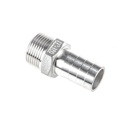 RS PRO Stainless Steel Pipe Fitting, Straight Hexagon Hose Nipple, Male R 1in x Male