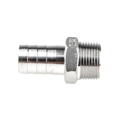 RS PRO Stainless Steel Pipe Fitting, Straight Hexagon Hose Nipple, Male R 1in x Male