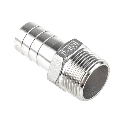 RS PRO Stainless Steel Pipe Fitting, Straight Hexagon Hose Nipple, Male R 1in x Male