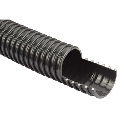 RS PRO Dark Grey PVC Reinforced Flexible Ducting, 10m, (Minimum) 102mm Bend Radius