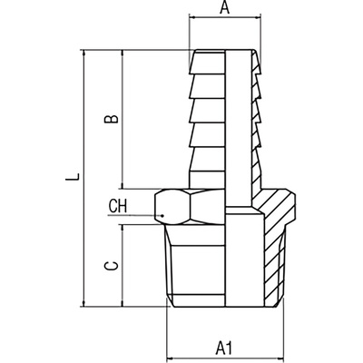 RS PRO Hose Connector Hose Tail Adaptor, BSPT 1in 25mm ID, 5 MPa, 50 bar