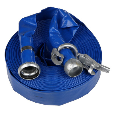 RS PRO Flat roll-up hose with couplings, 3 bar, 100m Long