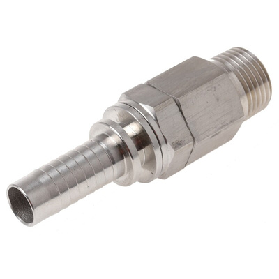 RS PRO Hose Connector Hose Tail Adaptor, BSP 1/2in 1/2in ID, 20 bar
