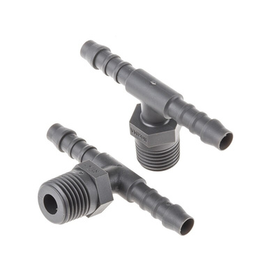RS PRO Hose Connector, Tee Hose Tail Adaptor, R 1/4in 6mm ID
