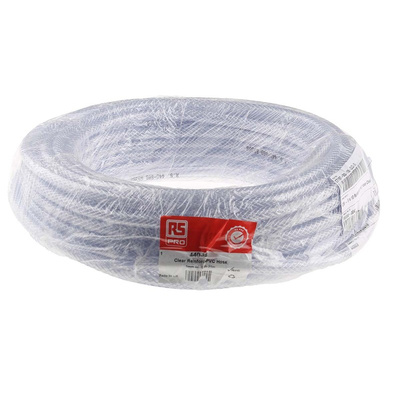 RS PRO Hose Pipe, PVC, 4.75mm ID, 10mm OD, Clear, 25m