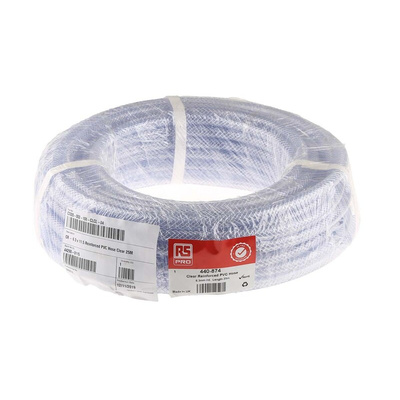 RS PRO Hose Pipe, PVC, 6.3mm ID, 11.5mm OD, Clear, 25m