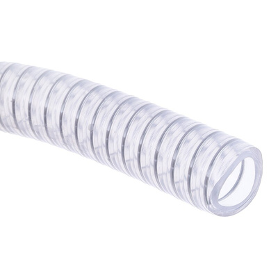 RS PRO Flexible Tubing, PVC, 19mm ID, 26mm OD, Clear, 10m