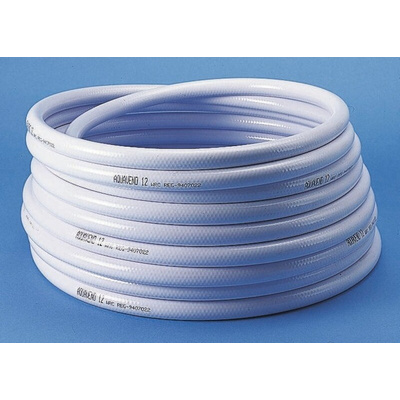 RS PRO Hose Pipe, PVC, 19mm ID, 26mm OD, White, 10m