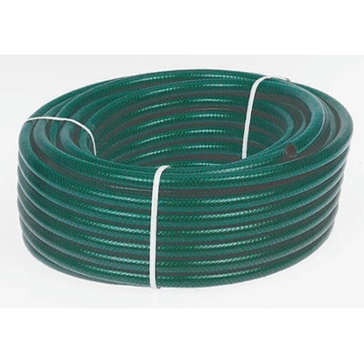 RS PRO Hose Pipe, PVC, 12mm ID, 15.3mm OD, Green, 50m