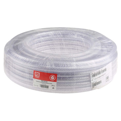 RS PRO Hose Pipe, PUR, 12.5mm ID, 18.5mm OD, Clear, 25m