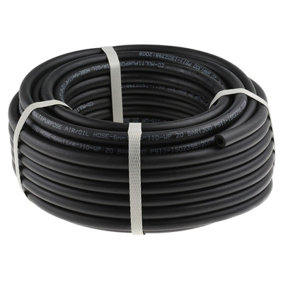 RS PRO Hose Pipe, NBR, 6mm ID, 12mm OD, Black, 25m