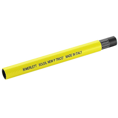 Merlett Plastics Soleil New P Trico Hose Pipe, PVC, 13mm ID, 18.5mm OD, Yellow, 25m