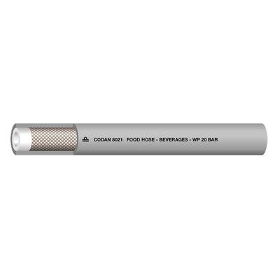 RS PRO Hose Pipe, NBR, PVC, 12.7mm ID, 21.6mm OD, Grey, 25m