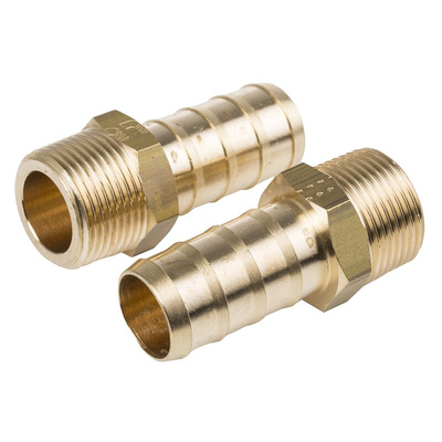 Legris Brass Pipe Fitting, Straight Threaded Tailpiece Adapter, Male R 3/4in to Male 19mm