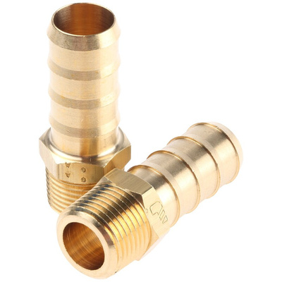 Legris Brass Pipe Fitting, Straight Threaded Tailpiece Adapter, Male R 3/8in to Male 13mm