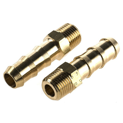 Legris Brass Pipe Fitting, Straight Threaded Tailpiece Adapter, Male R 1/8in to Male 7mm