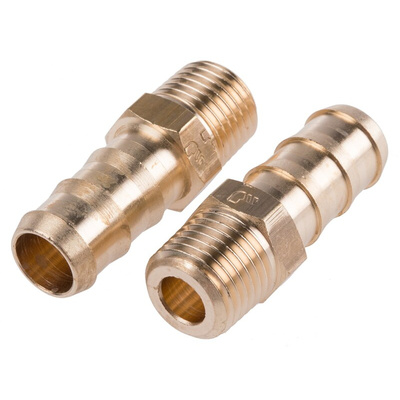 Legris Brass Pipe Fitting, Straight Threaded Tailpiece Adapter, Male R 1/4in to Male 10mm