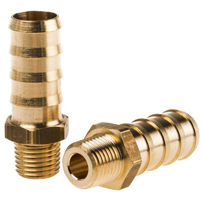 Legris Brass Pipe Fitting, Straight Threaded Tailpiece Adapter, Male R 1/4in to Male 13mm