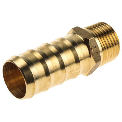 Legris Brass Pipe Fitting, Straight Threaded Tailpiece Adapter, Male R 1/2in to Male 19mm