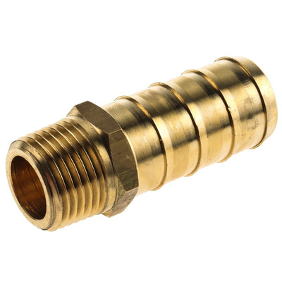 Legris Brass Pipe Fitting, Straight Threaded Tailpiece Adapter, Male R 1/2in to Male 19mm