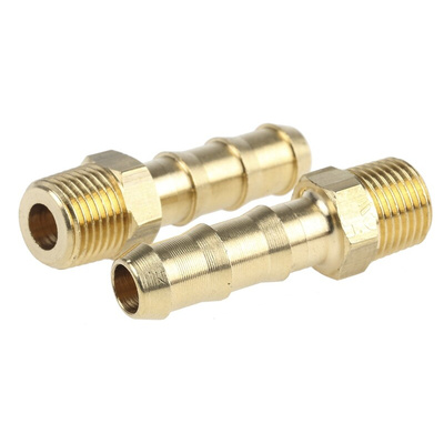 Legris Brass Pipe Fitting, Straight Threaded Tailpiece Adapter, Male R 1/8in to Male 6mm