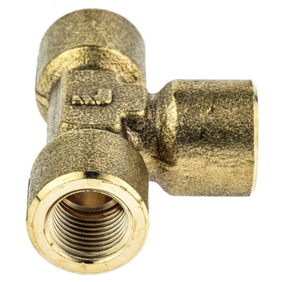 Legris Brass Pipe Fitting, Tee Threaded Equal Tee, Female BSPP 1/4in to Female BSPP 1/4in