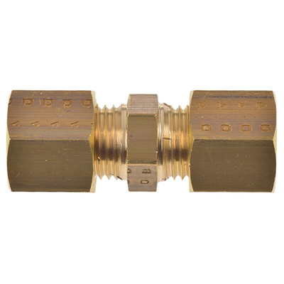 Legris Brass Pipe Fitting, Straight Compression Union, Female to Female 6mm