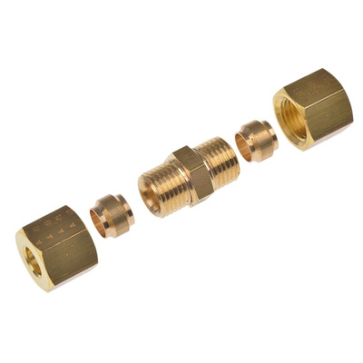Legris Brass Pipe Fitting, Straight Compression Union, Female to Female 6mm