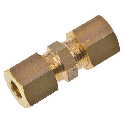 Legris Brass Pipe Fitting, Straight Compression Union, Female to Female 6mm