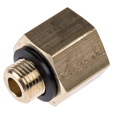Legris Brass Pipe Fitting, Straight Threaded Adapter, Male G 1/8in to Female G 1/4in