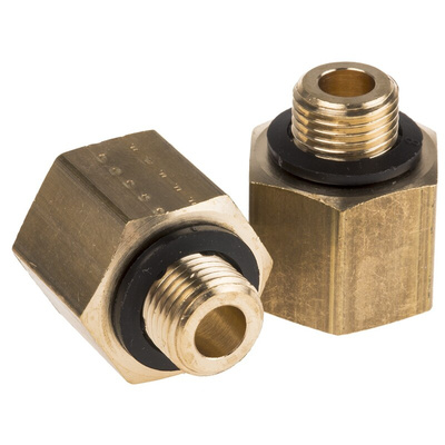 Legris Brass Pipe Fitting, Straight Threaded Adapter, Male G 1/8in to Female G 1/4in