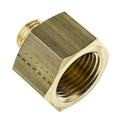 Legris Brass Pipe Fitting, Straight Threaded Adapter, Male G 1/4in to Female G 1/2in