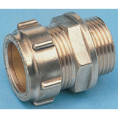 RS PRO Brass Pipe Fitting, Straight Compression Coupler, Male 1/4in 10mm