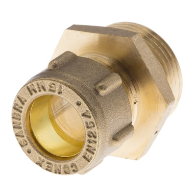 RS PRO Brass Pipe Fitting, Straight Compression Coupler, Male 3/4in to Female 15mm