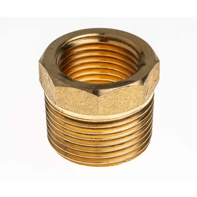 RS PRO Brass Pipe Fitting, Straight Threaded Reducer Bush, Male BSP 3/4in to Female BSP 1/2in