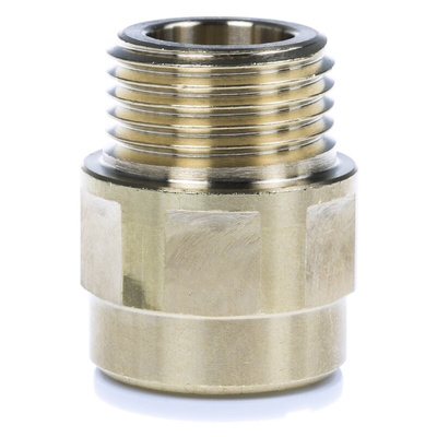 John Guest Brass Pipe Fitting, Straight Push Fit Coupler, Male 1/2in to Female 15mm
