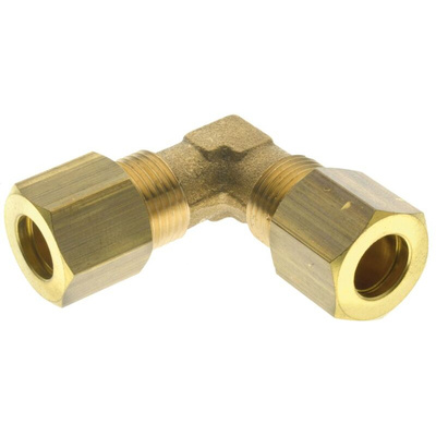RS PRO Brass Push Fit Fitting, Elbow Compression Elbow, Female Metric M14 to Female Metric M14