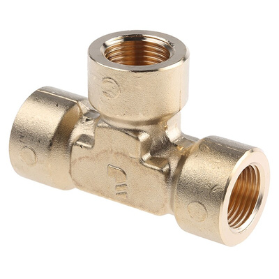 Legris Brass Pipe Fitting, Tee Threaded Equal Tee, Female BSPP 3/8in to Female BSPP 3/8in