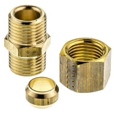 Legris Brass Pipe Fitting, Straight Compression Union, Female to Female 10mm